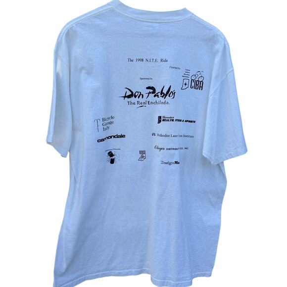 Indianapolis Cyclist Vintage 90s Nite Ride Indy Moon Bike White Shirt Mens Sz XL - Picture 2 of 7